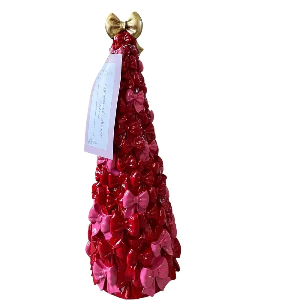 Cupcakes & Cashmere Red and Pink Bow Christmas Tree Gold Bow Topper New